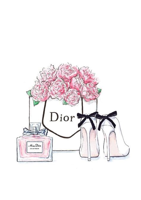 Fashion Illustration Of A Dior Bag Filled With Flowers Classic Dior