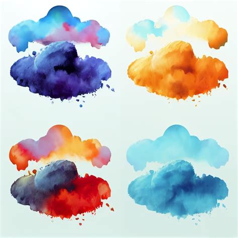 Premium Photo Colorful Liquid Splatter Oil Color Set Cloud Shape Of