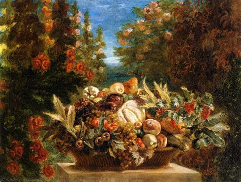 Artwork Replica Still Life With Flowers And Fruit By Eug Ne