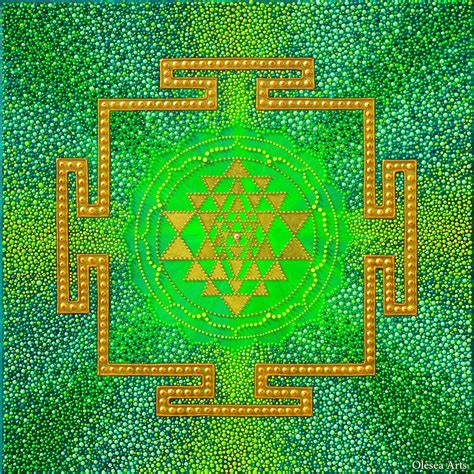 Sri Yantra Mantra Dot Painting, Painting by Olesea Arts | Artmajeur