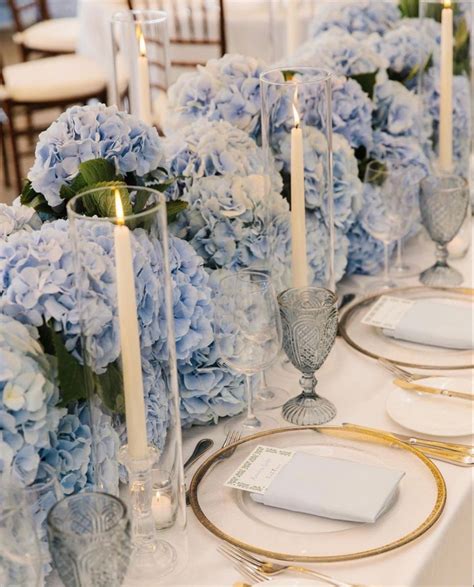 Light Blue Hydrangea Wedding Centerpiece 40cm Etsy Blue Hydrangea