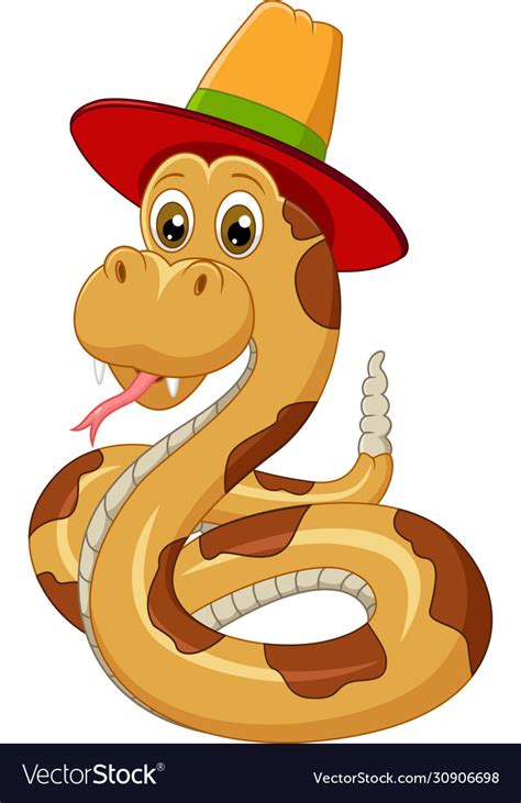 Cartoon Snake Wearing A Hat Royalty Free Vector Image