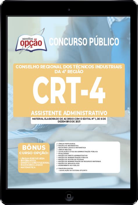 Apostila CRT 4º Região em PDF Assistente Administrativo