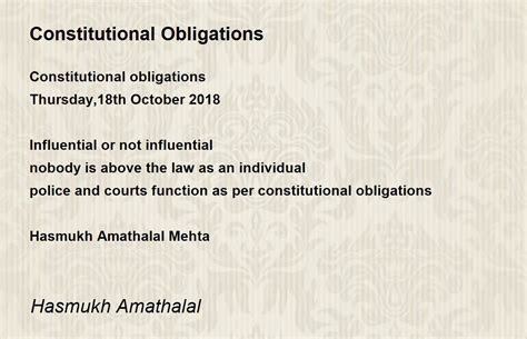 Constitutional Obligations By Mehta Hasmukh Amathalal Constitutional