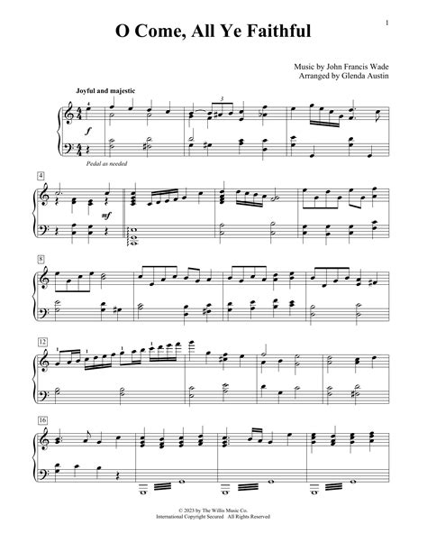 O Come All Ye Faithful Arr Glenda Austin By John Francis Wade Sheet Music For Educational