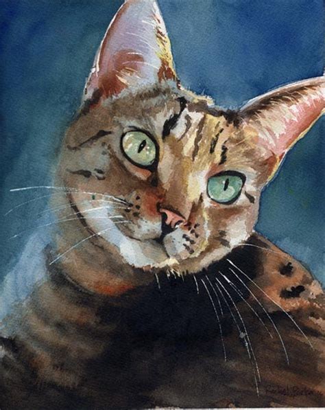 Brown Tabby Cat Art Print Of My Watercolor Painting Artwork Artist