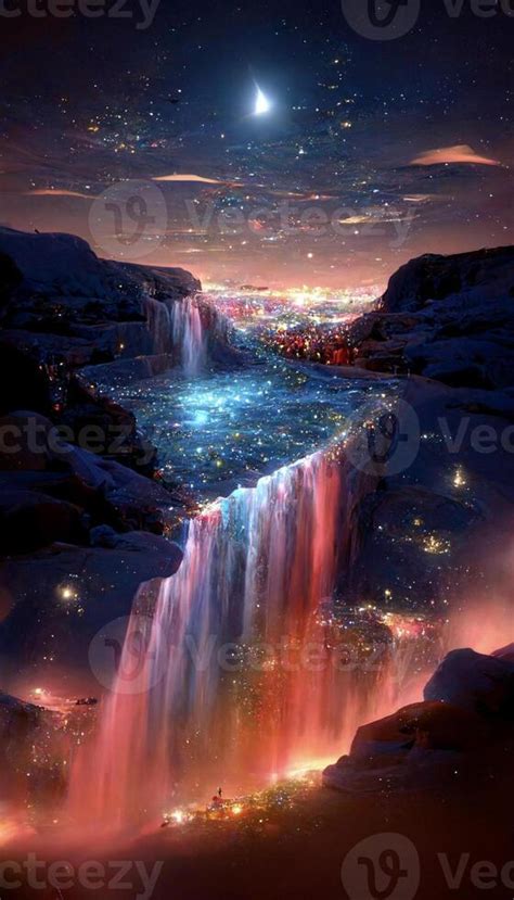 Beautiful Waterfalls At Night