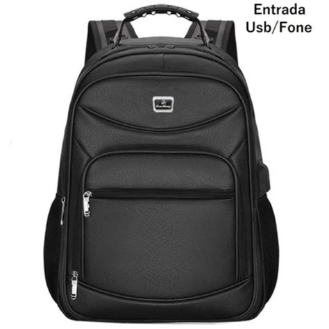 Mochila Couro PU Gigante Executiva Para Notebook Trabalho Faculdade