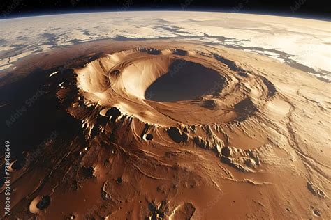 Stock Image Of A Panoramic View From The Top Of Mars Olympus Mons The