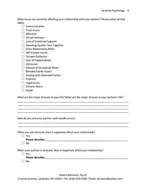 Couples Therapy Intake Questionnaire