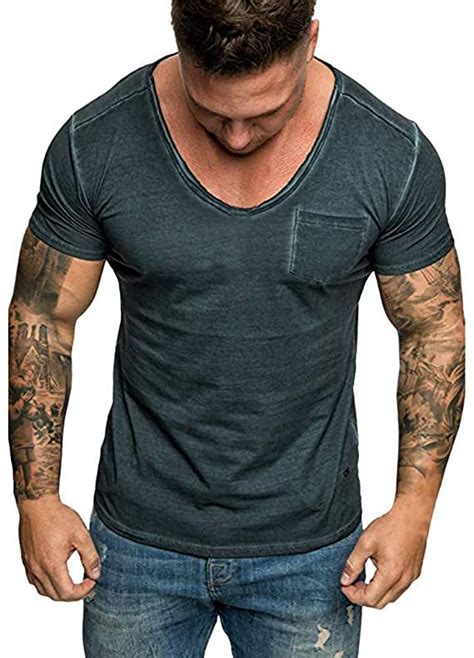 Simayixx Mens Men Muscle Fitness Slim Fit Solid Color Short Sleeved T