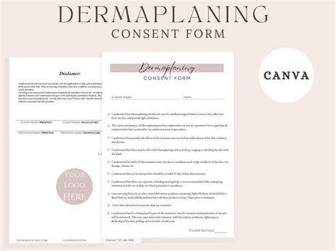 Dermaplaning Consent Form Editable Esthetician Template Printable