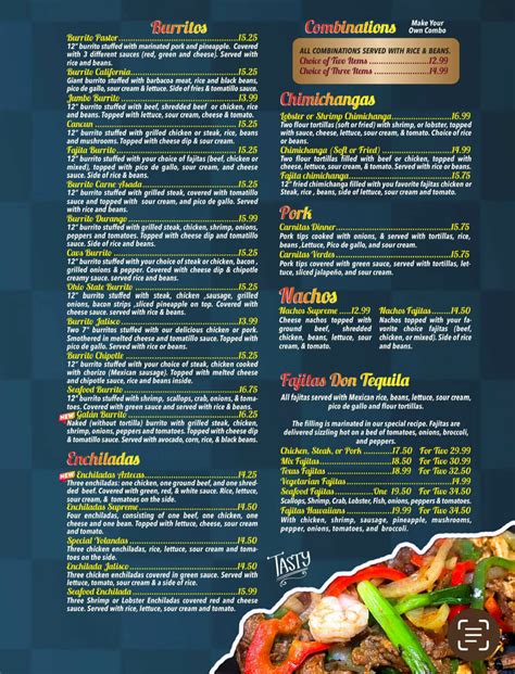 Menu Don Tequila Eastlake