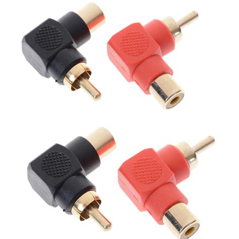 Conector de ángulo recto RCA de 90 grados 1 2 adaptadores macho a