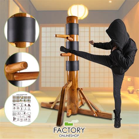 Geniqua Walnut Tripod Wing Chun Dummy For Martial Arts Training Karate Blocking For Adults