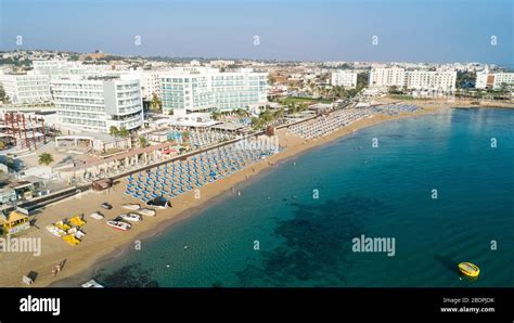 Aerial Bird S Eye View Of Sunrise Beach At Fig Tree In Protaras