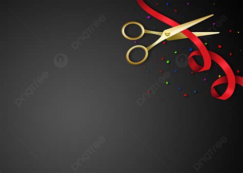 Golden Scissors Ribbon Opening Ceremony Ribbon Cutting Black Background