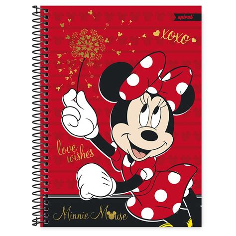 Caderno universitário capa dura 1x1 80 folhas Disney Minnie Clássico