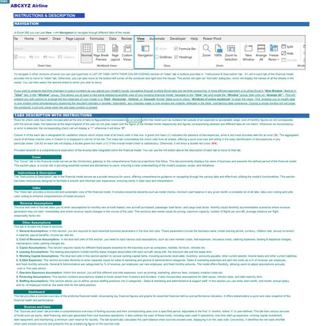 Excel Template Airline Financial Model Aircraft Lease Capex Option