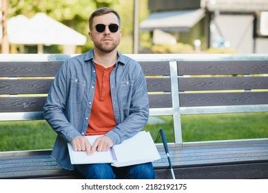 Blind Man Sitting On Bench Stock Photo Shutterstock