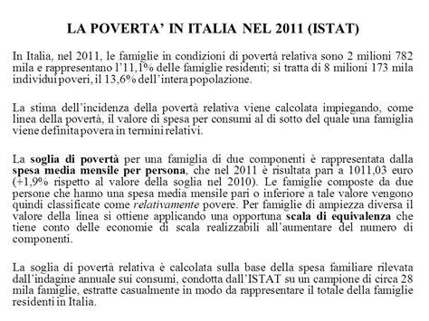 PRIMA DI INIZIARE Nel 2011 L ISTAT Ha Stimato Che In Italia Le