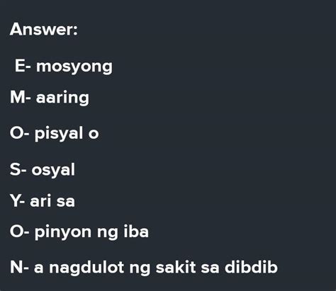 Panuto Sa Pamamagitan Ng Akrotiks Ng Salitang Emosyon Bumuo Ng Isang