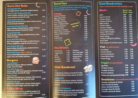 Menu at Earls Kitchen cafe, Southport