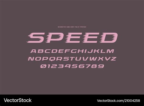 Decorative Sans Serif Italic Font In Racing Style Vector Image