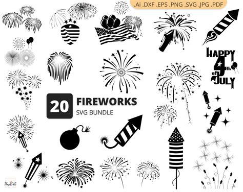 Fireworks Svg Fireworks Bundle Svg Fireworks Silhouette 4th July Svg