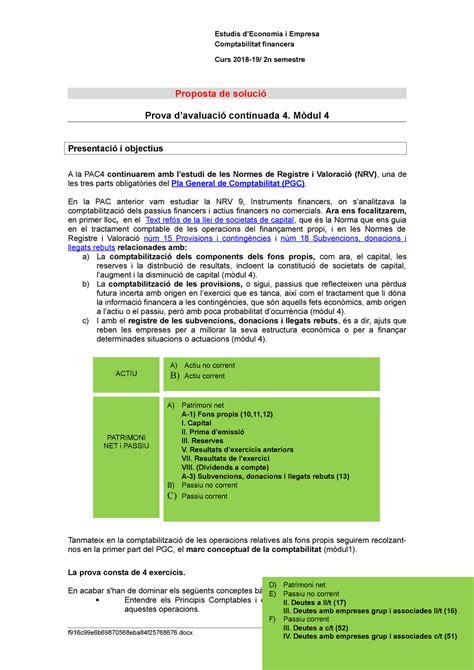 Comptabilitat Financera PAC4 Solucio V2 Estudis DEconomia I Empresa