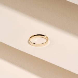 14k Solid Yellow Gold Flat Wedding Band 14k Yellow Gold Wedding Ring