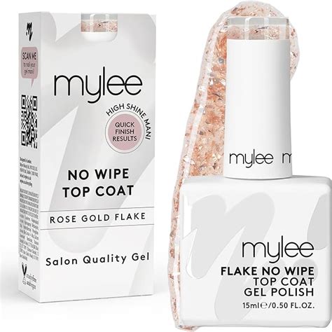 Mylee Flake No Wipe Top Coat Senza Dispersione Con Fiocchi Oro Rosa Per