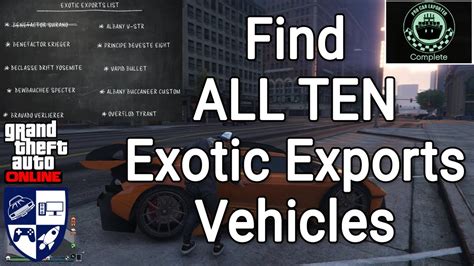 How To Find ALL TEN Exotic Exports Vehicles GTA Online Los Santos