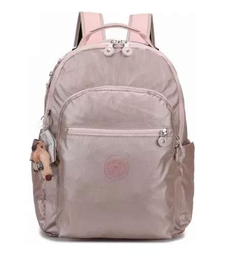 Mochila escolar Kipling Seoul XL color rosa metalizado diseño liso 33L