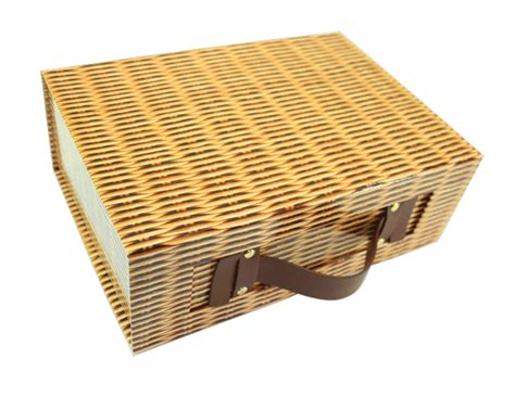 Cardboard Hamper Box With Handle 28x20x10cm Small Wicker