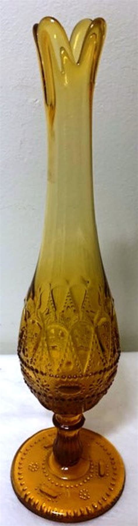 Vintage Kemple Wheaton Stretch Bud Vase Lace And Dewdrop Honey Amber Etsy