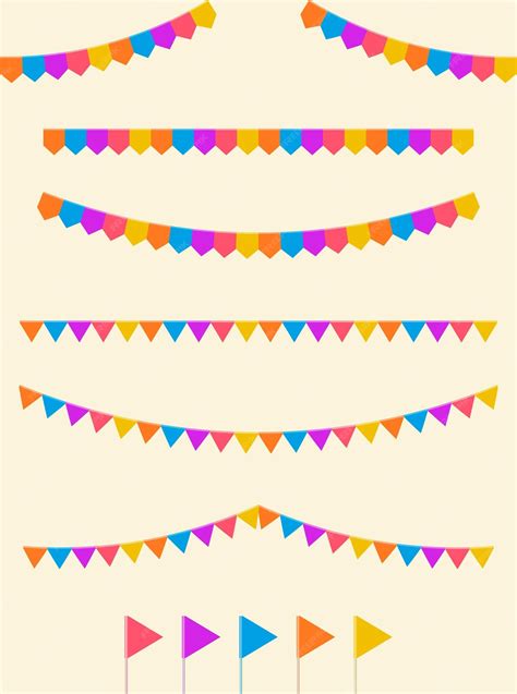 Premium Vector Vector Set Of Different Colorful Bunting Flags