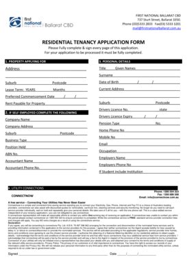 Fillable Online RESIDENTIAL TENANCY APPLICATION FORM First National