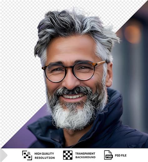 Premium Psd Portrait Of A Happy Handsome Gray Haired Bearded Man In