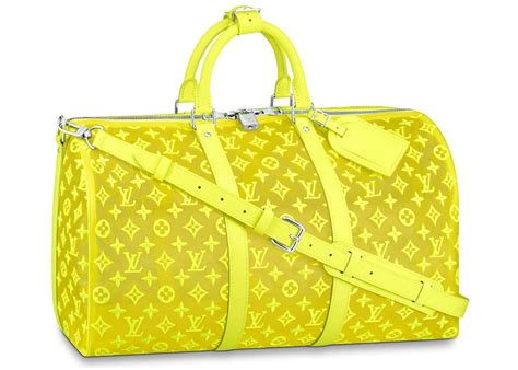 Louis Vuitton Keepall Bandouliere Monogram Mesh 50 Yellow In Mesh