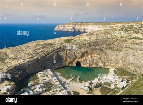 Dwejra Is A Lagoon Of Seawater On The Island Of Gozo Aerial View Of