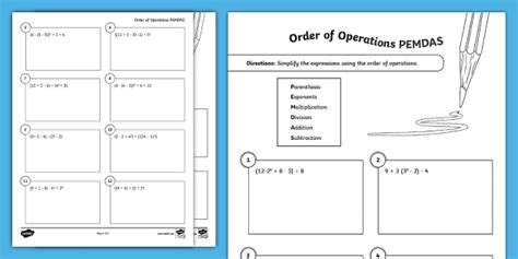 Order Of Operations Pemdas Practice Worksheets Usa Worksheets Library