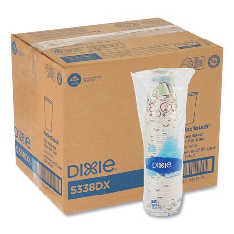 Dixie Perfectouch Paper Hot Cups 8 Oz Coffee Haze Design 25 Sleeve 20 Sleeves Carton Mfr