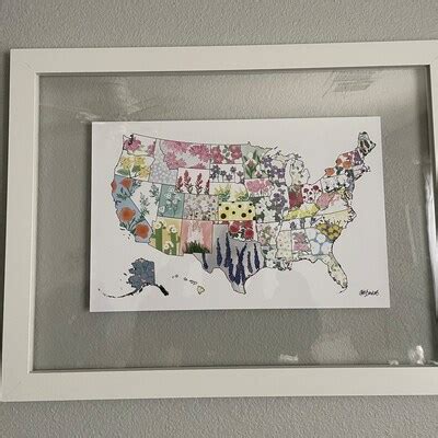 United States State Flower Map - Etsy