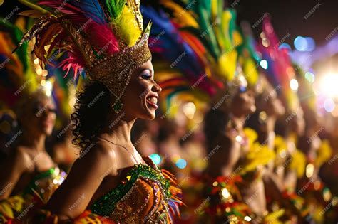 Premium Photo | Panoramic view of dancers in Brazilian carnival costumes