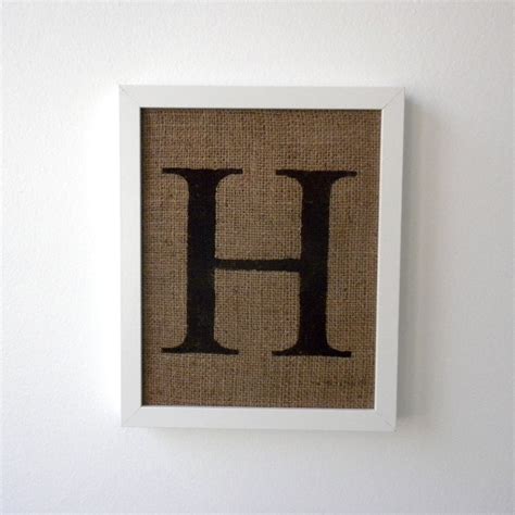 Letter H burlap wall decor alphabet art monogram