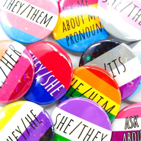 Hello My Pronouns Are She They Pin Badge Button Or Magnet Etsy