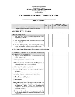 Fillable Online Sec Gov Anti Money Laundering Compliance Form