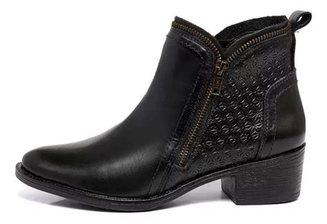 Bota Feminina Couro Cano Curto Promoção Saltinho 6715 Preto