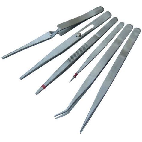 Toolzone Pc Stainless Steel Tweezer Set Craft Quality Long Self